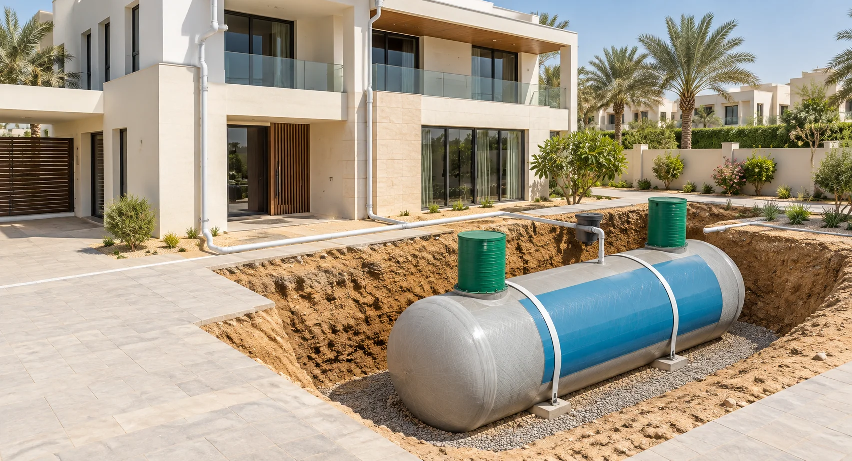 Fiberglass Rain wanter storage Tank in Dubai